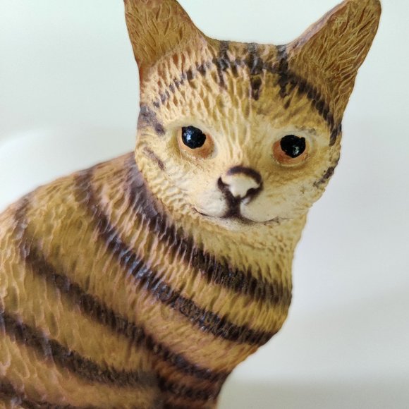 Vintage Resin Orange Tabby Stripped Cat Domestic Shorthair Figure Brown … - Picture 6 of 6